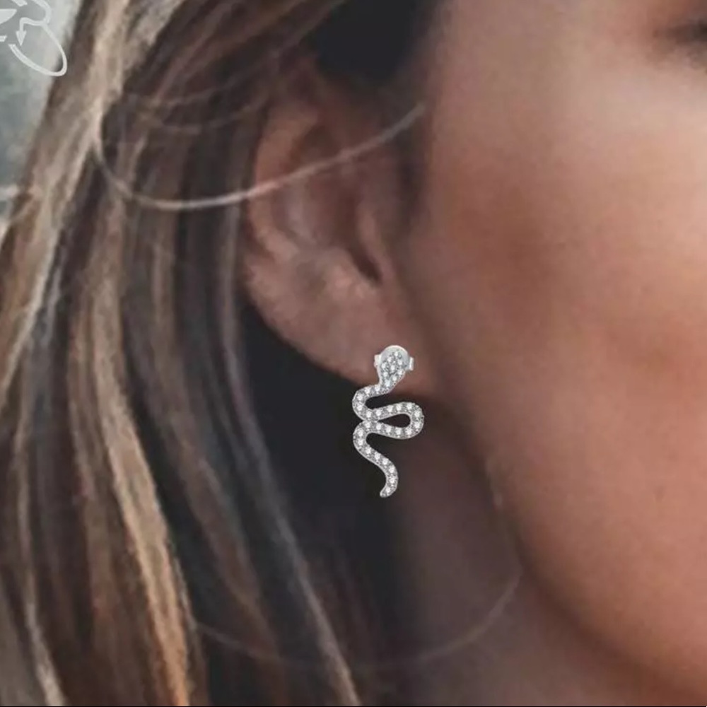 18k GF CZ snake earrings - Picture 3 of 6
